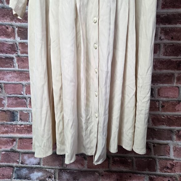 WR II Vintage Midi Dress 20 | Made in USA Cream Long Sleeve Cottagecore Retro - Picture 7 of 8